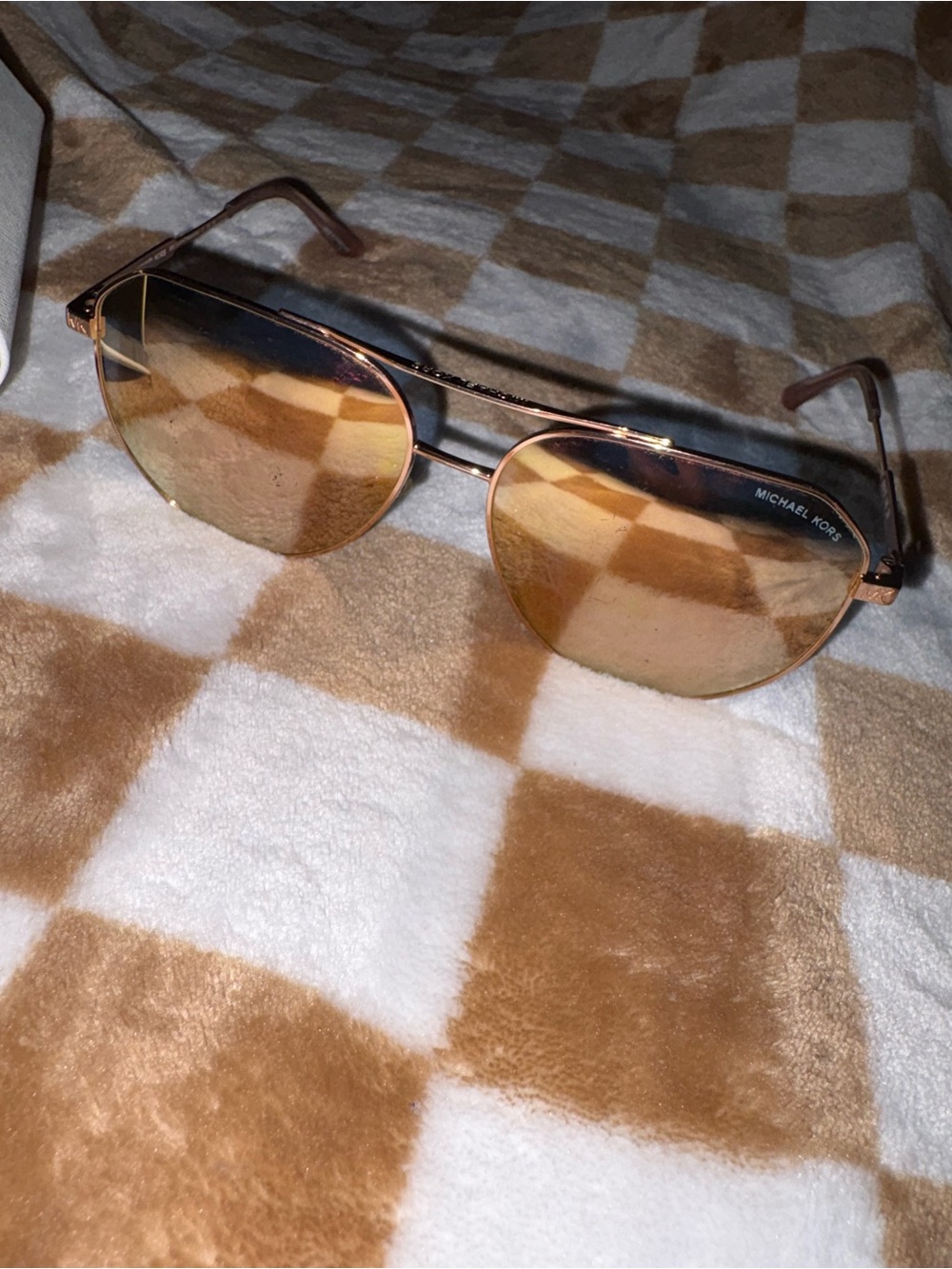 Michael Kors Rose Gold Frame Sunglasses with Amber Gradient Lenses